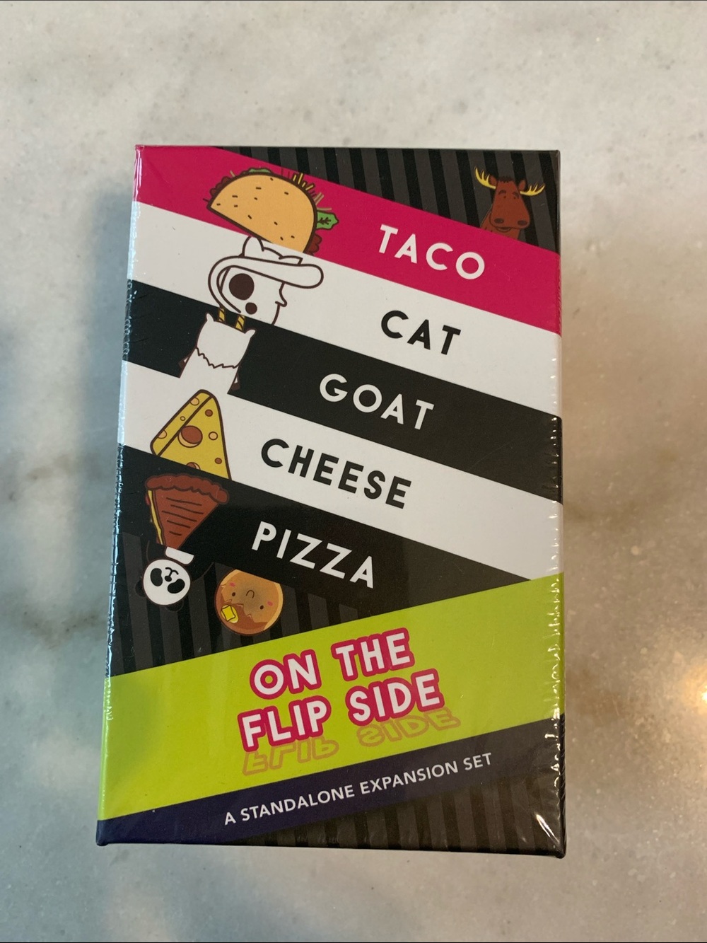 On The Flip Side Expansion Card Game - Taco Cat Goat Cheese Pizza 🍕